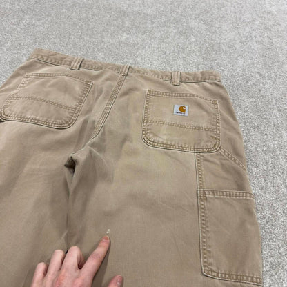 Y2K Carhartt carpenter pants beige Loose relaxed fit skate style workwear cargo pants