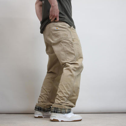 Carhartt carpenter trousers W36L36 loose flannel lined cargo pants skater style