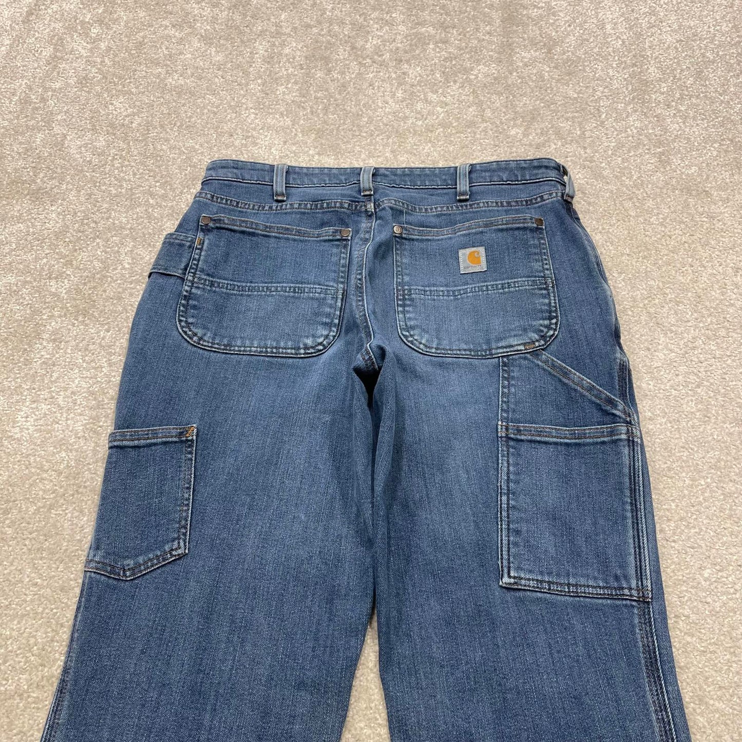 Y2K Carhartt double knee carpenter jeans women's blue relaxed fit denim skate style cargo pants