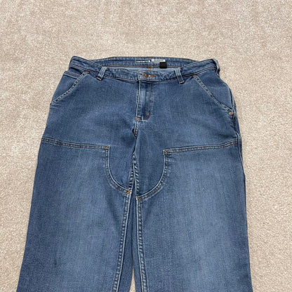 Y2K Carhartt double knee carpenter jeans women's blue relaxed fit denim skate style cargo pants