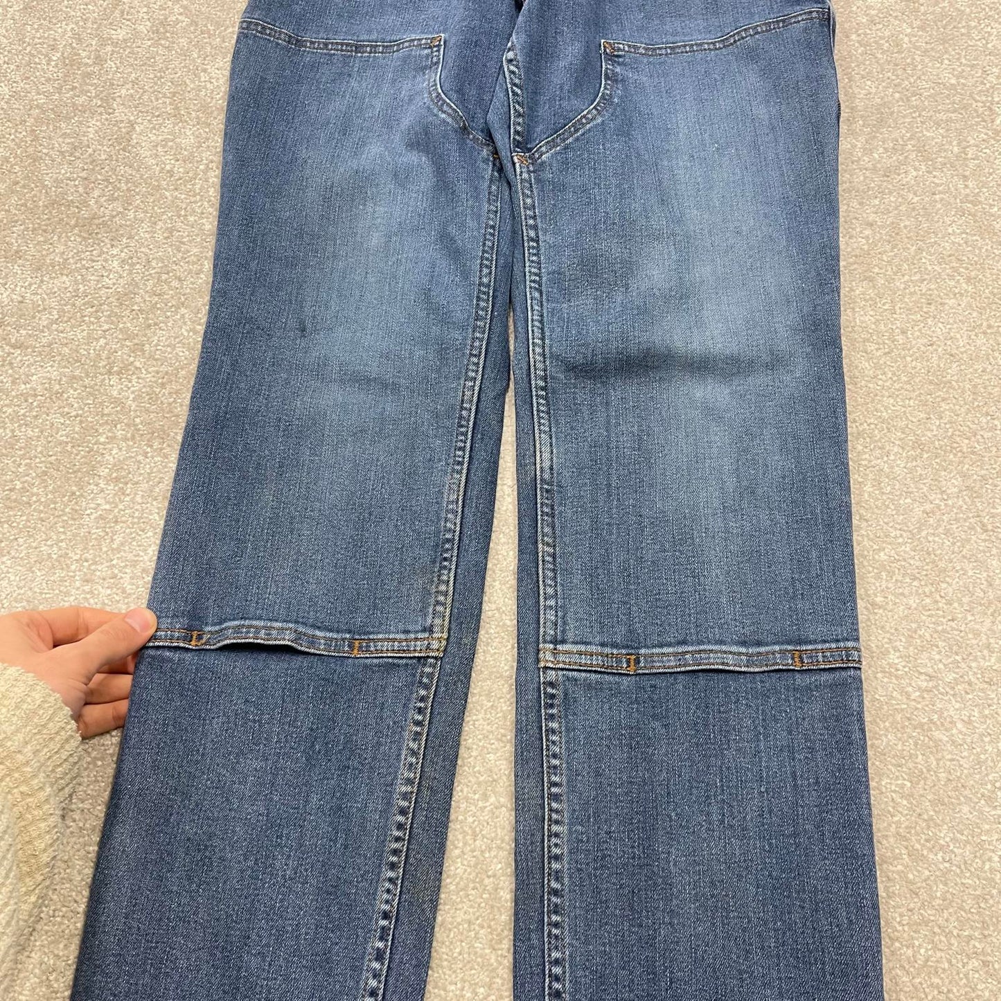 Y2K Carhartt double knee carpenter jeans women's blue relaxed fit denim skate style cargo pants