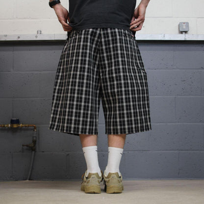 Dickies baggy checkered shorts carpenter black Check surf style skater shorts long wide leg