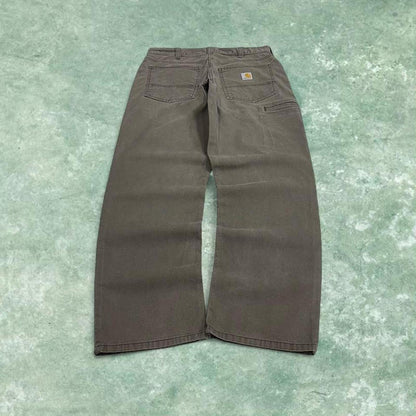 Carhartt cargo jeans canvas work pants grey Relaxed fit workwear utility pants patch logo