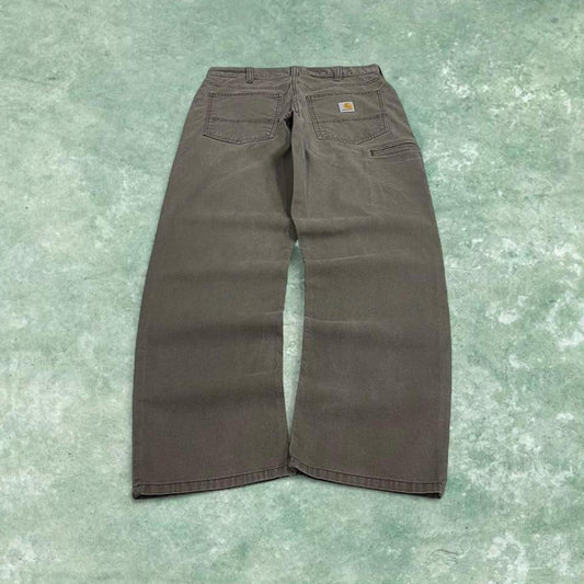 Carhartt cargo jeans canvas work pants grey Relaxed fit workwear utility pants patch logo