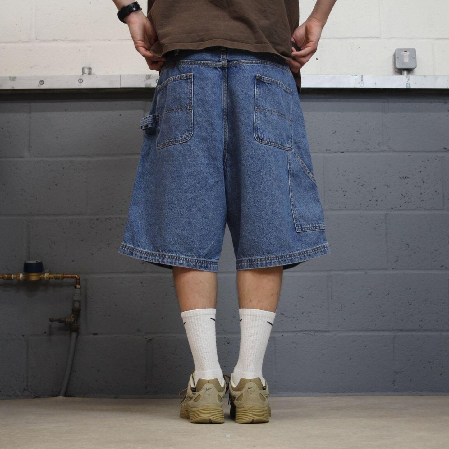 Baggy denim cargo shorts carpenter blue Rugged Wear skater style summer festival jorts