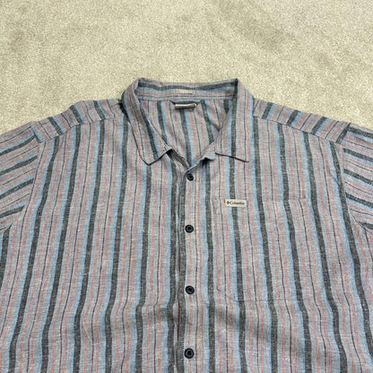 Y2K striped shirt short sleeve Columbia blue Surf style stripey shirt summer festival