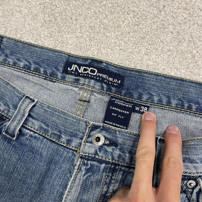JNCO extra baggy denim shorts carpenter blue Premium embroidered skater style cargo jorts