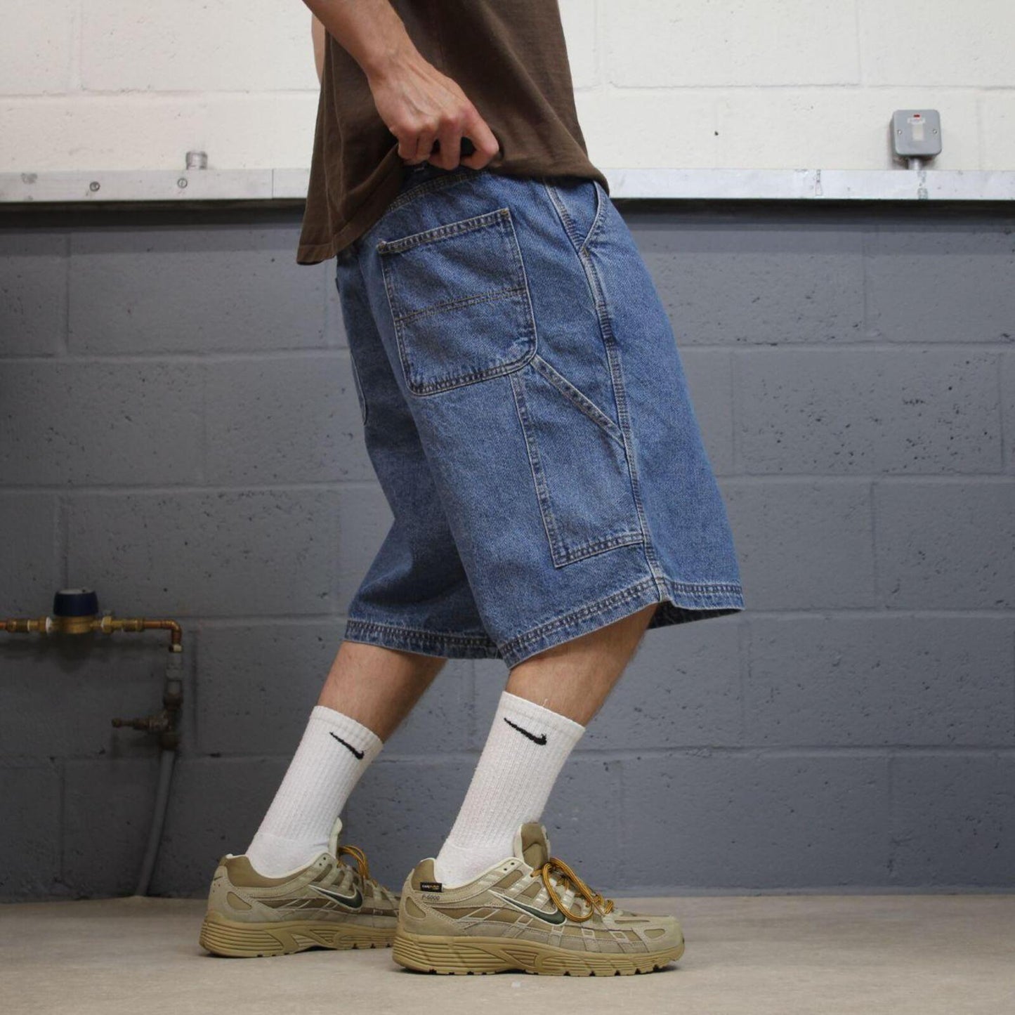 Baggy denim cargo shorts carpenter blue Rugged Wear skater style summer festival jorts