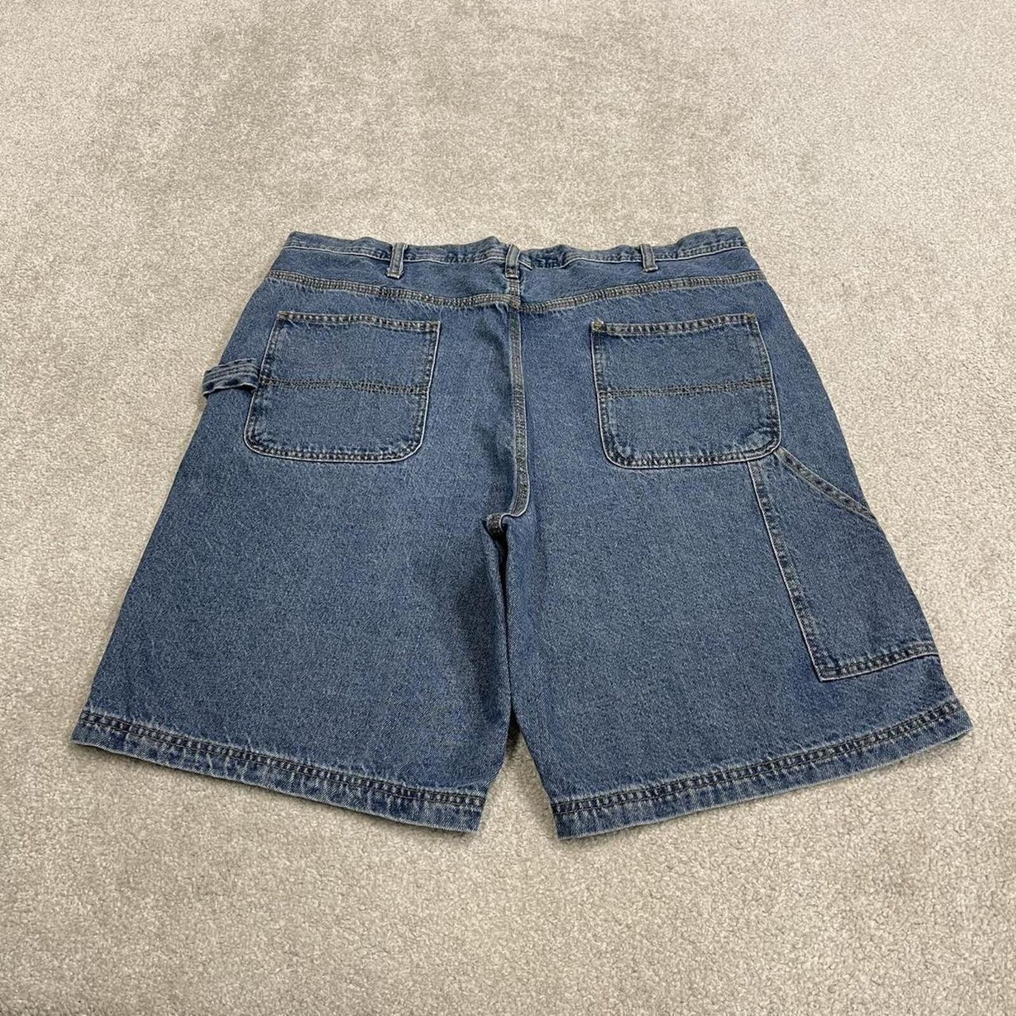Baggy denim cargo shorts carpenter blue Rugged Wear skater style summer festival jorts