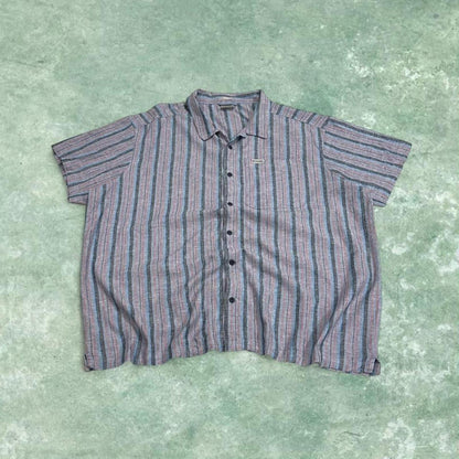 Y2K striped shirt short sleeve Columbia blue Surf style stripey shirt summer festival