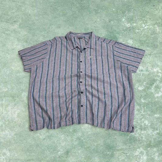 Y2K striped shirt short sleeve Columbia blue Surf style stripey shirt summer festival