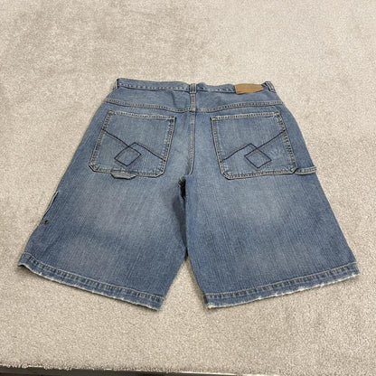 JNCO extra baggy denim shorts carpenter blue Premium embroidered skater style cargo jorts