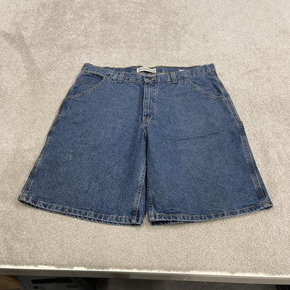 Extra baggy denim shorts carpenter blue Faded Glory skater style summer festival cargo jorts