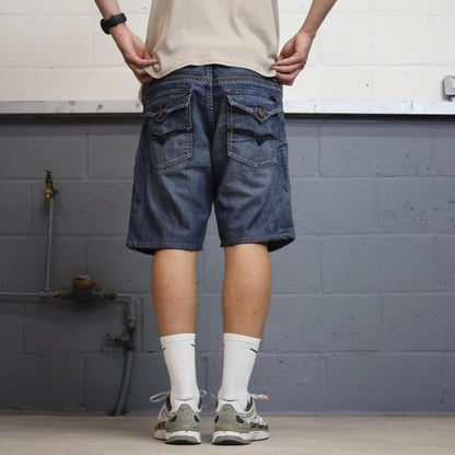 Blue embroidered Seven7 jorts W38
