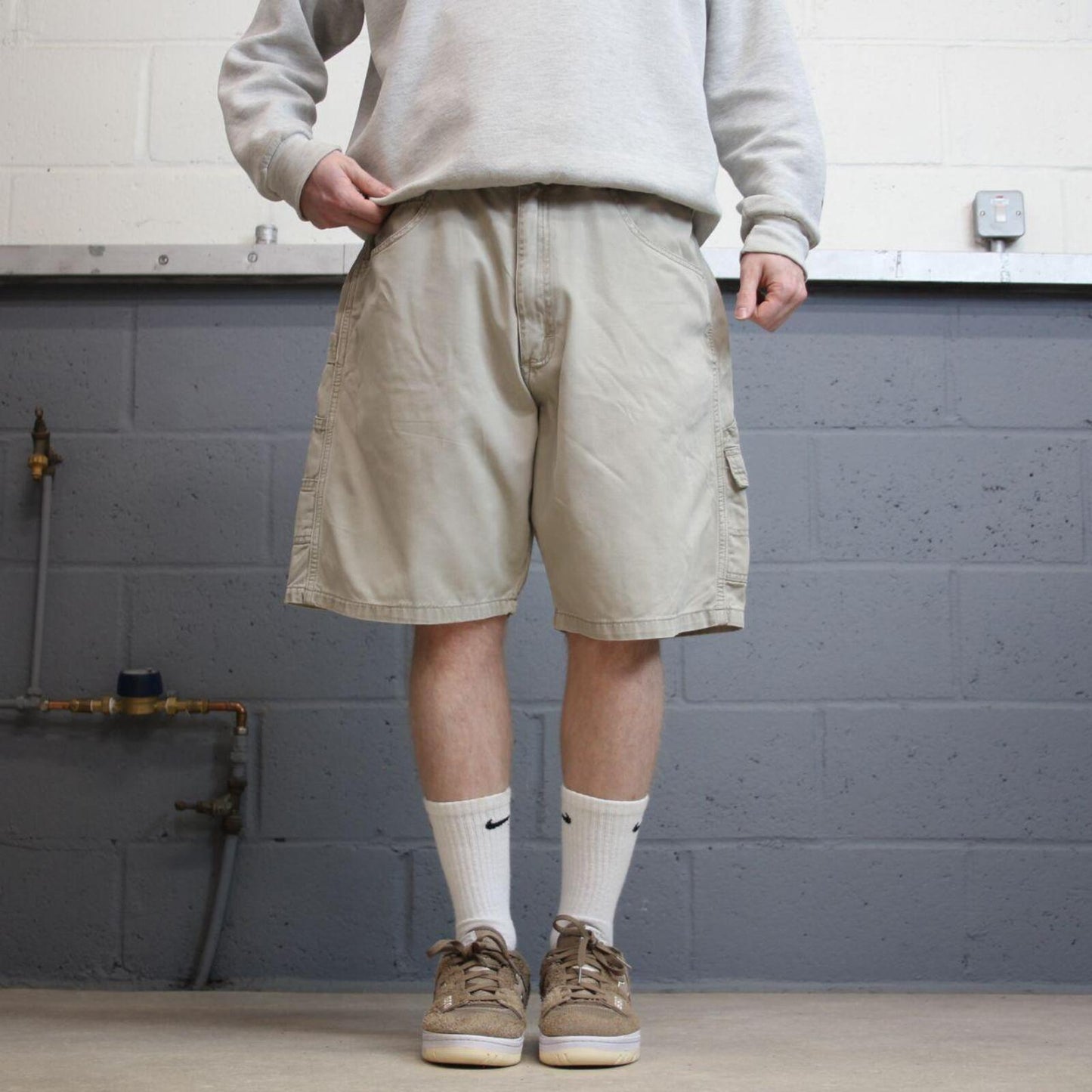 Wrangler carpenter shorts summer beige Loose 100% cotton cargo shorts summer festival