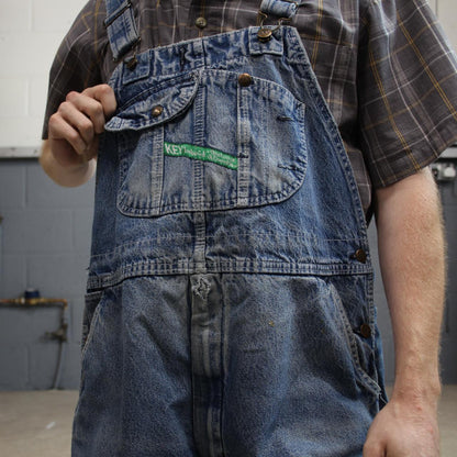 Vintage baggy dungarees 00s denim Key overalls blue 40x28