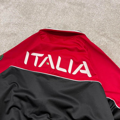 Y2k 00s Fila track jacket M men's red black Italia sports full zip track suit top embroidered