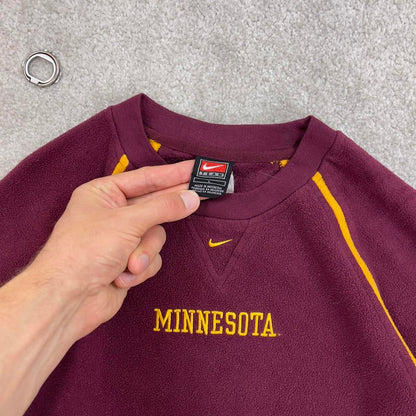 Burgundy Nike Team technical pullover fleece L women's embroidered swoosh logo Minnesota autumn y2k