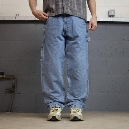 Levi's baggy carpenter jeans y2k washed blue denim Loose fit skater 2000s style cargo pants