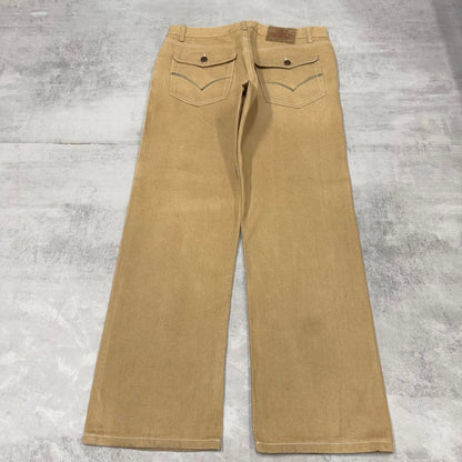 Y2K Hip Hop jeans Tan Fivez W36 L32 Denim skate pants rear pocket designs