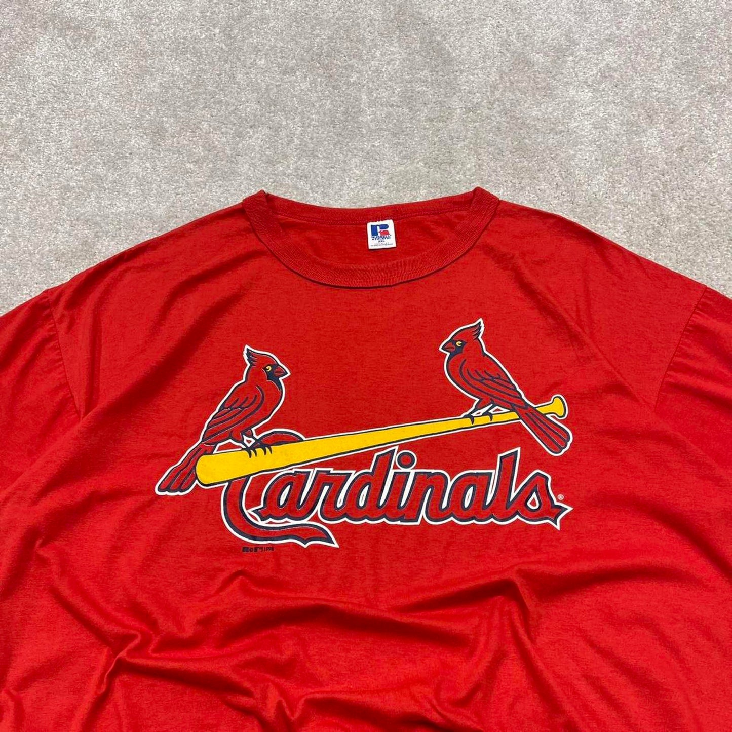 Vintage 90s Russell boxy fit graphic t shirt red Russell Athletic single stitch MLB Cardinals tee