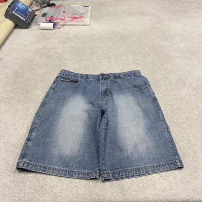 Y2k baggy carpenter shorts skater style blue W40 Brooklyn Xpress long wide leg denim jorts