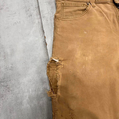 Tan Carhartt carpenter trousers W36L30 relaxed fit cargos patch logo