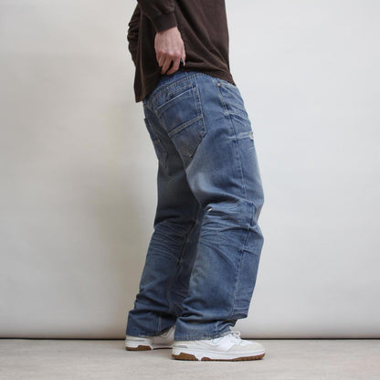 Blue Jordan Craig jeans W38L32 loose Y2K style hip hop distressed design