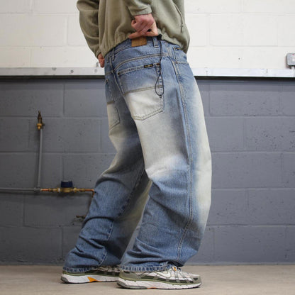Vintage y2k baggy skate jeans wide leg blue Loose fit Jordan Craig skater style denim pants