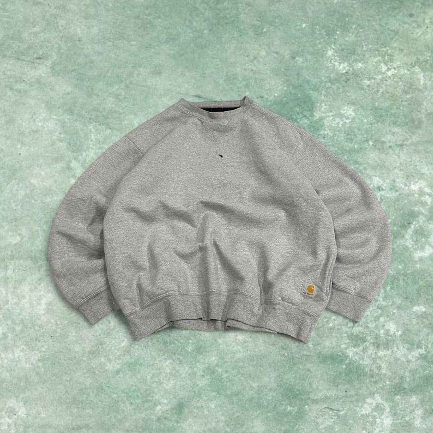 Vintage Carhartt sweatshirt mesh lined grey Super thick workwear pullover patch logo