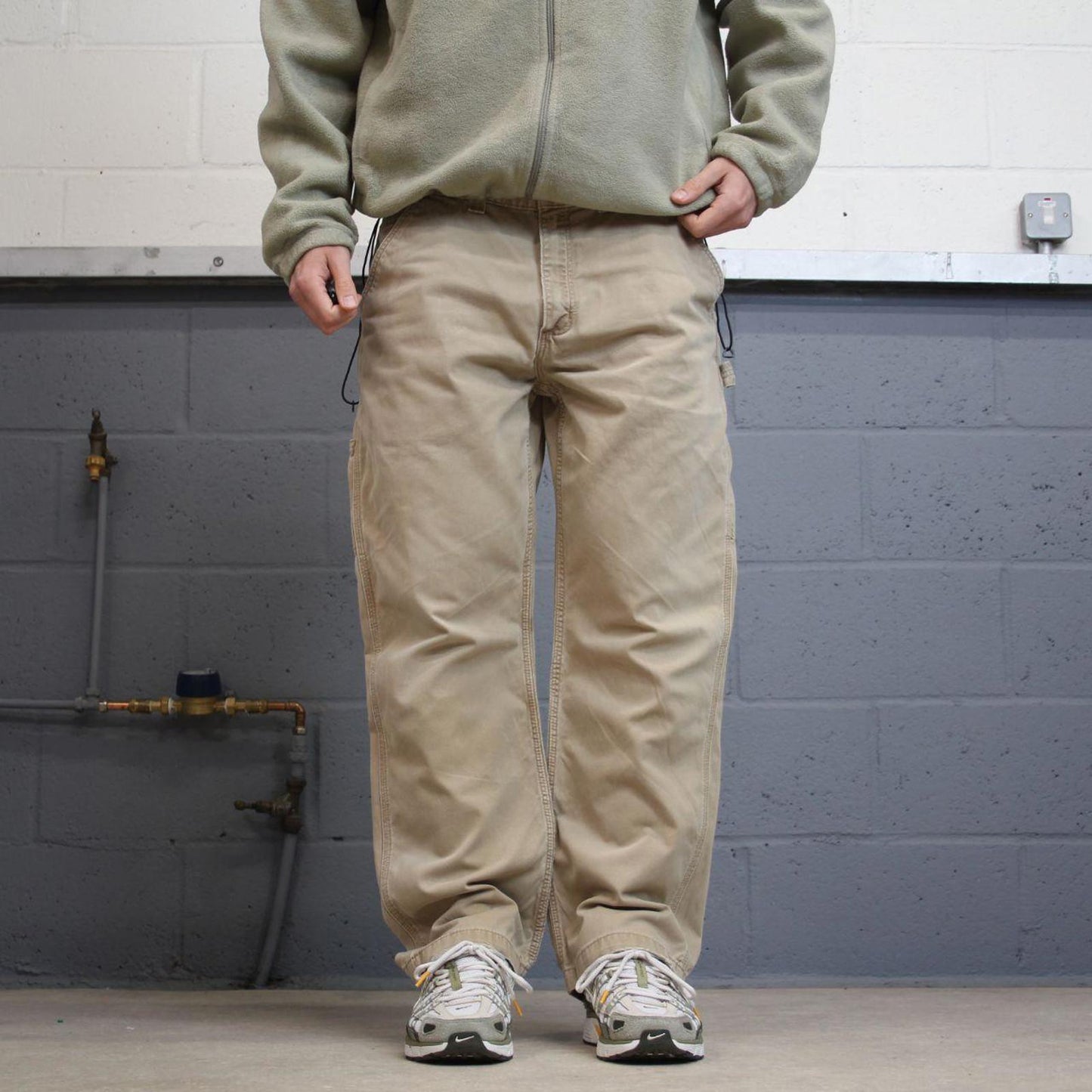 Y2K Carhartt carpenter pants beige Loose relaxed fit skate style workwear cargo pants