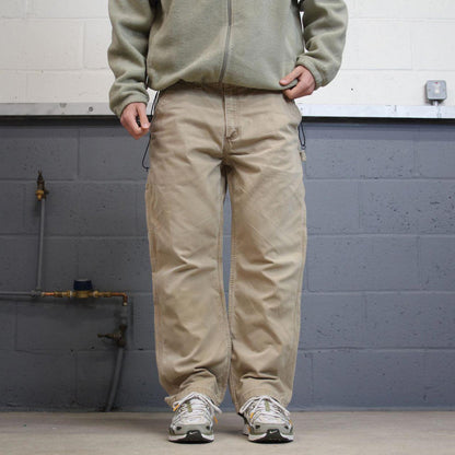 Y2K Carhartt carpenter pants beige Loose relaxed fit skate style workwear cargo pants