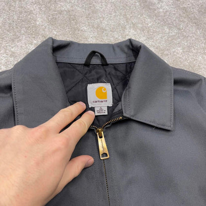 Carhartt chore jacket grey 90s style L Tall loose quilt lined workwear overcoat