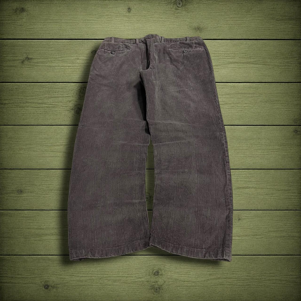 Hiltl pleated corduroy pants loose khaki grey Thick wide wale chunky jumbo cord trousers