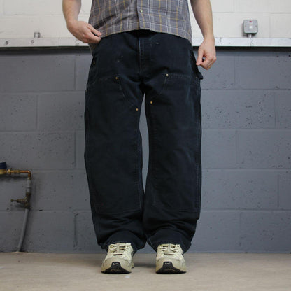 Black vintage Carhartt double knee carpenter jeans y2k Loose leg canvas skater style workwear