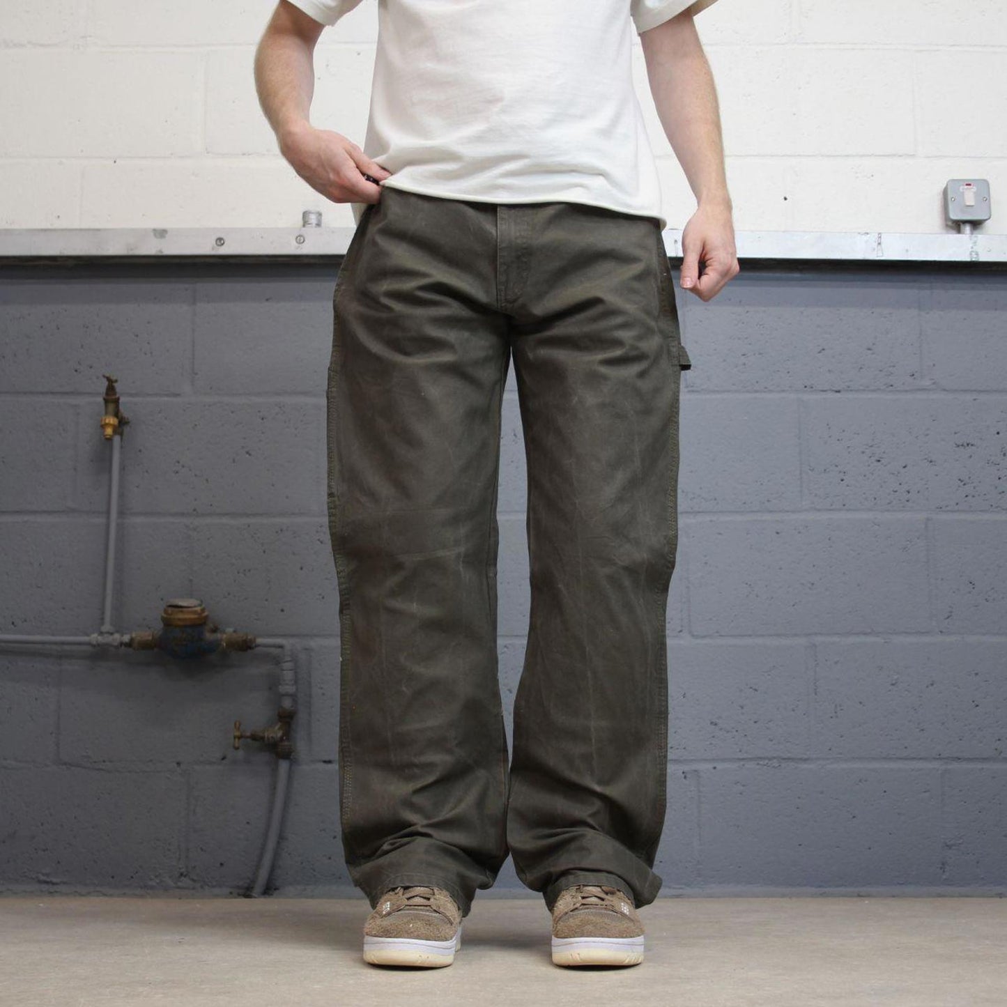 Khaki Green Dickies carpenter jeans W36L34 loose canvas 90s skater style cargo pants