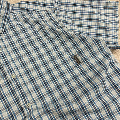 Columbia checkered short sleeve shirt blue Surf style check shirt summer festival