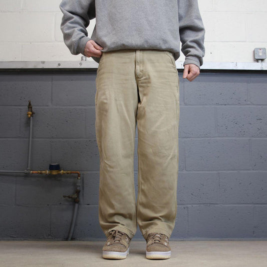 Y2K Carhartt carpenter work pants beige Relaxed fit skate style workwear cargo pants