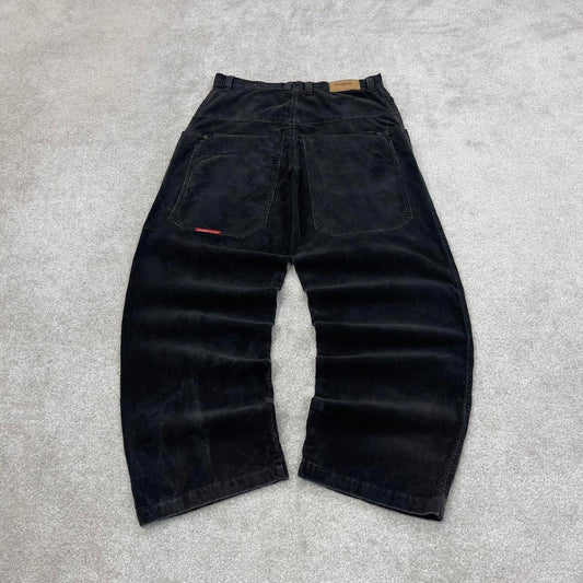 Vintage black Machine Jeans corduroy trousers W34L32 wide pipes cord pants 90s deep pockets skater