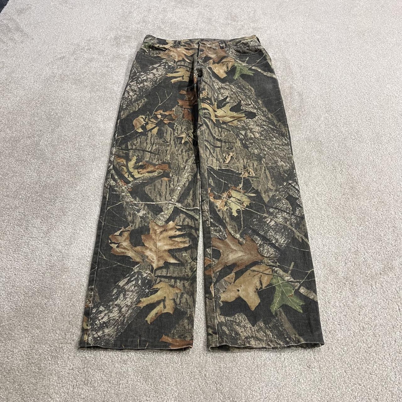 Cabela’s Mossy Oak camo jeans W32L34 khaki 5 pocket straight fit camouflage hunting style pants