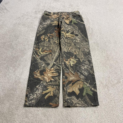 Cabela’s Mossy Oak camo jeans W32L34 khaki 5 pocket straight fit camouflage hunting style pants