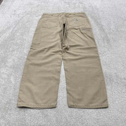 Carhartt FR carpenter jeans W36L30 mens beige loose 00s y2k style cargo trousers