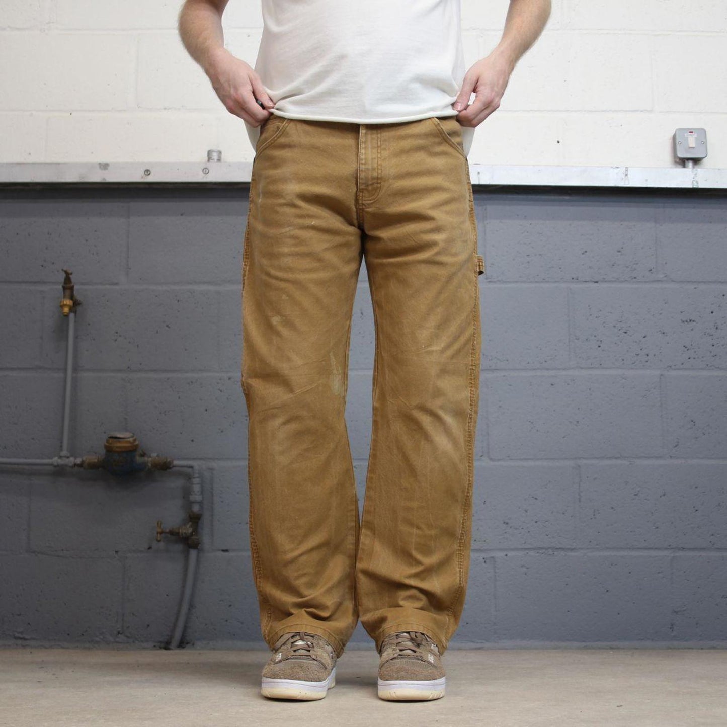 Tan Dickies carpenter jeans W32L30 loose canvas 90s skater style cargo pants