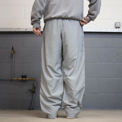 Y2k baggy Nike tracksuit bottoms grey Loose wide-leg lined embroidered stripe track pants