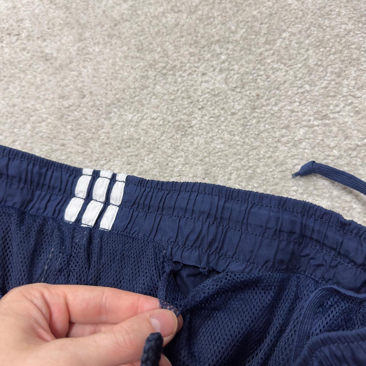 Y2K baggy Adidas tracksuit bottoms navy L Mesh lined side stripes embroidered logo track pants