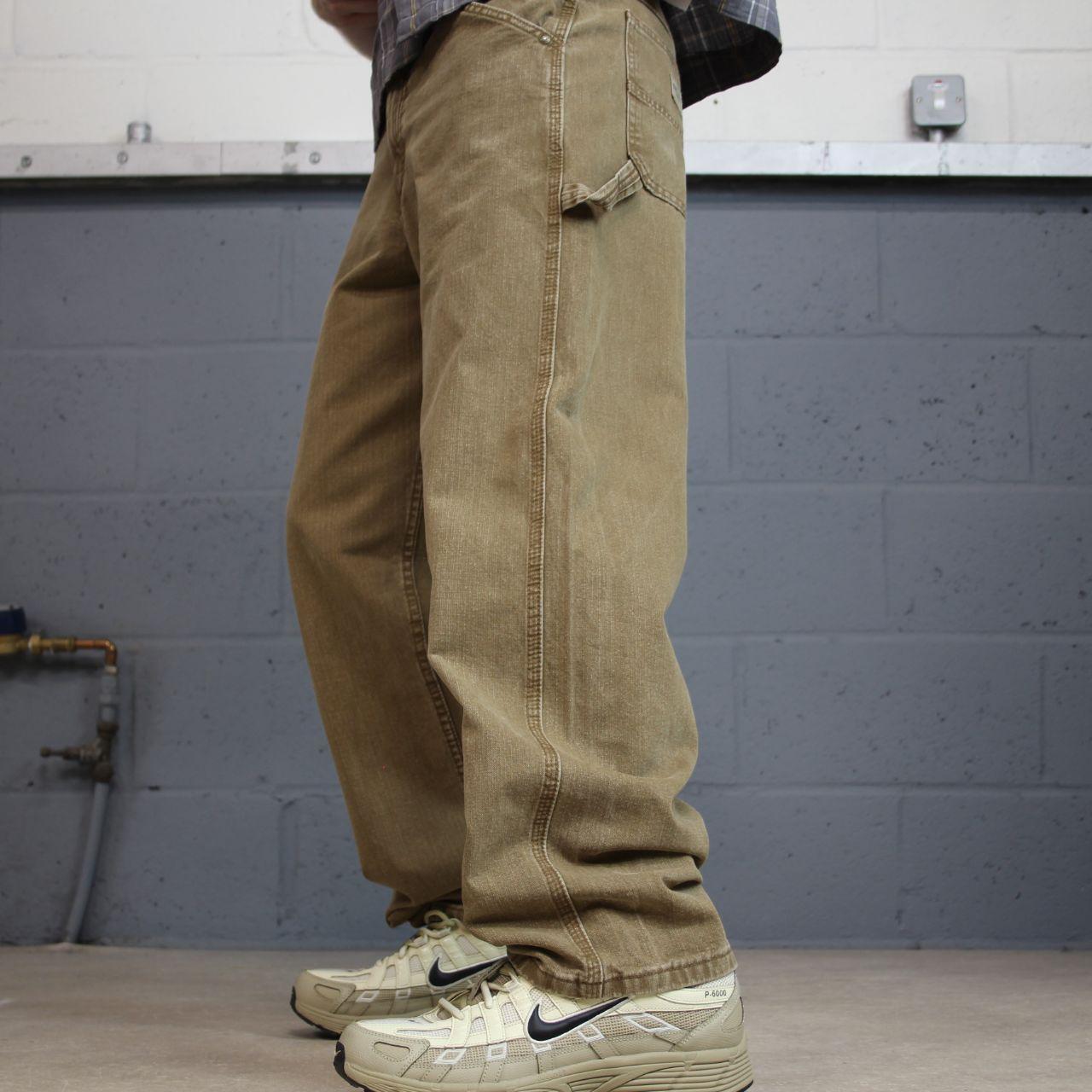 Vintage Lee carpenter jeans y2k tan brown Loose leg skater style utility workwear trousers