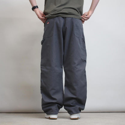 Grey Wrangler carpenter jeans W40 L30 Grey baggy skater cargo trousers patch logo