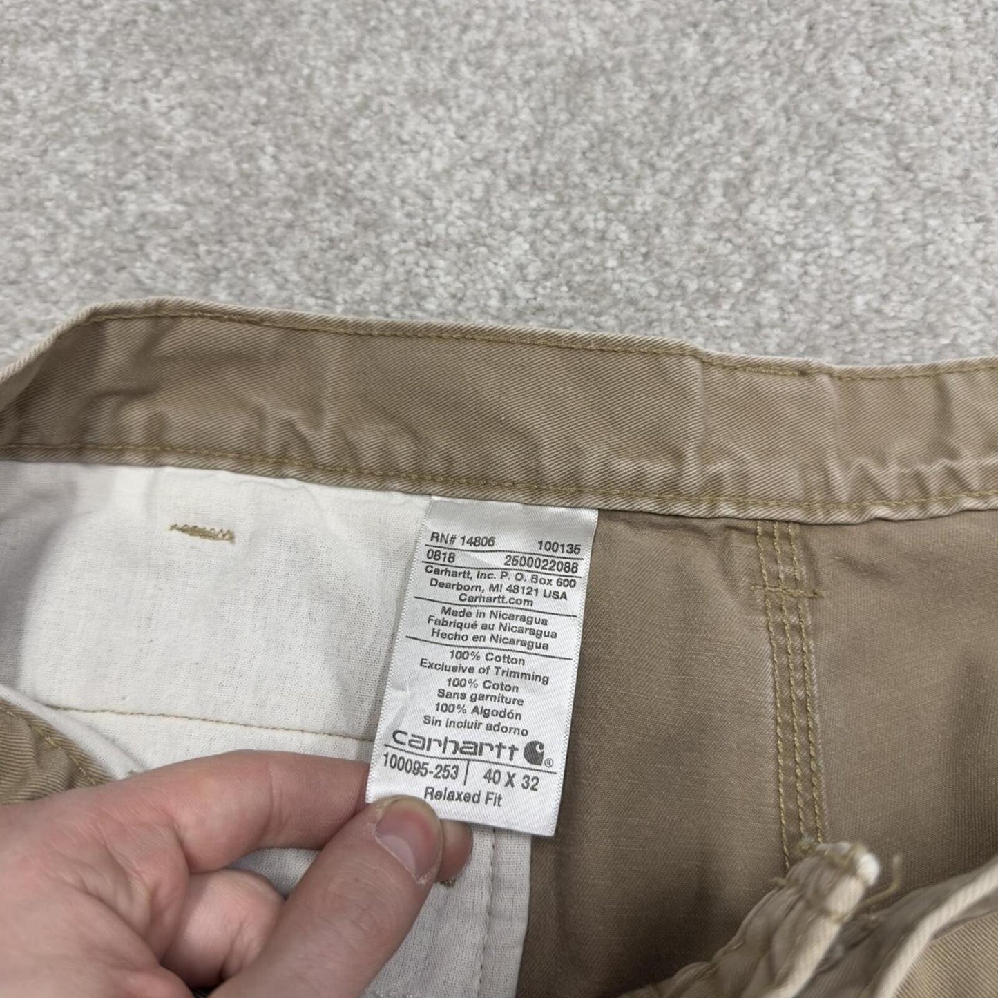 Carhartt carpenter pants relaxed fit tan Loose skate style cargo work pants