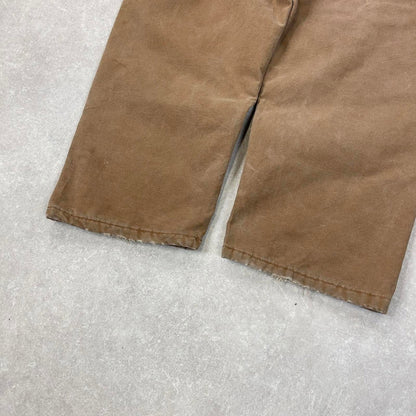 Tan Carhartt dungarees W48 L32 mens canvas overalls utility worker