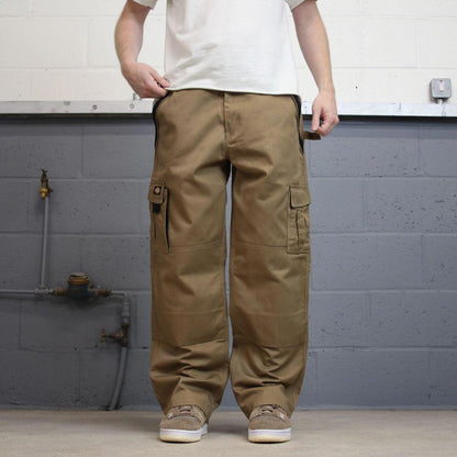 Baggy Dickies cargo trousers W36L30 khaki loose skater style cargo pants utility pockets